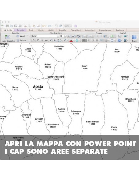 Mappa dei comuni e CAP della Valle d'Aosta PowerPoint