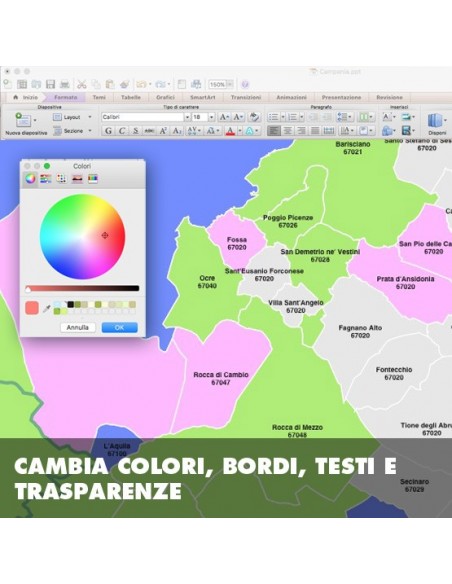 Mappa dei comuni e CAP della provincia di L'Aquila PowerPoint