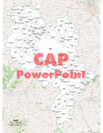 Mappa dei comuni e CAP della provincia di Asti PowerPoint