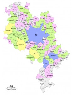 Mappa dei comuni e CAP della provincia di Asti PowerPoint 2