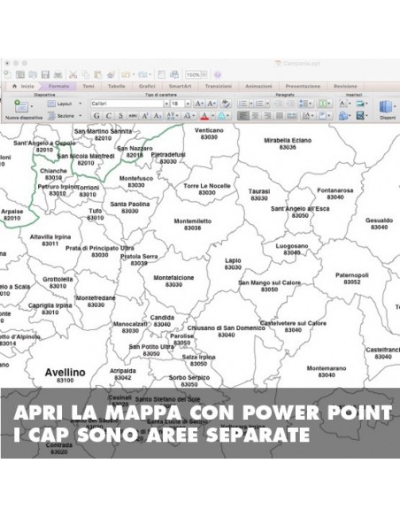 Mappa dei comuni e CAP della provincia di Avellino PowerPoint