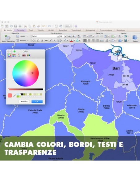 Mappa dei comuni e CAP della provincia di Bari PowerPoint