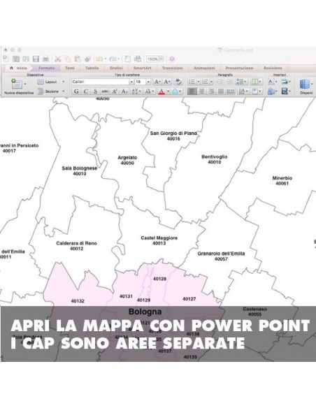 Mappa dei comuni e CAP della provincia di Bologna PowerPoint