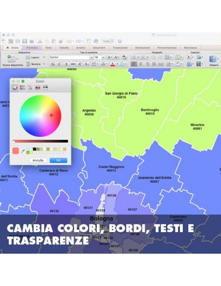 Mappa dei comuni e CAP della provincia di Bologna PowerPoint