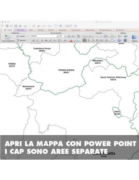 Mappa dei comuni e CAP della provincia di Caltanissetta PowerPoint