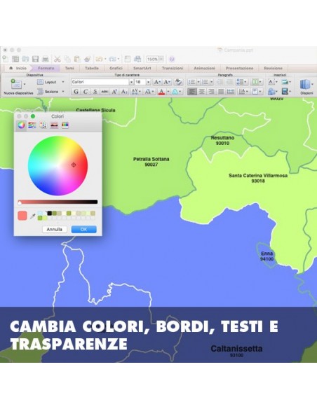 Mappa dei comuni e CAP della provincia di Caltanissetta PowerPoint