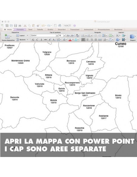 Mappa dei comuni e CAP della provincia di Cuneo PowerPoint