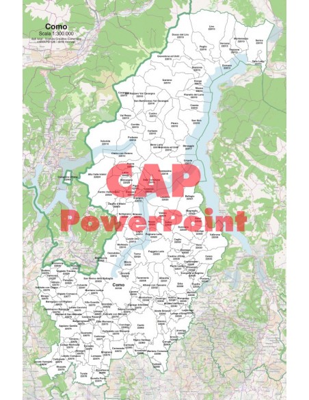 Mappa dei comuni e CAP della provincia di Como PowerPoint