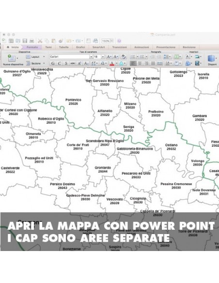 Mappa dei comuni e CAP della provincia di Cremona PowerPoint