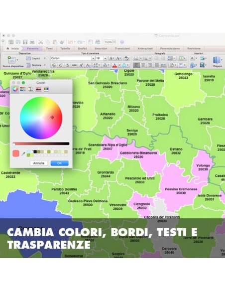 Mappa dei comuni e CAP della provincia di Cremona PowerPoint
