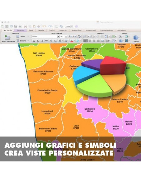 Mappa dei comuni e CAP della provincia di Cosenza PowerPoint