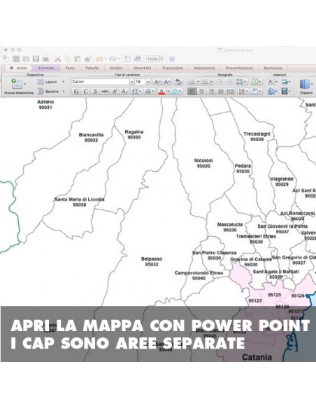 Mappa dei comuni e CAP della provincia di Catania PowerPoint