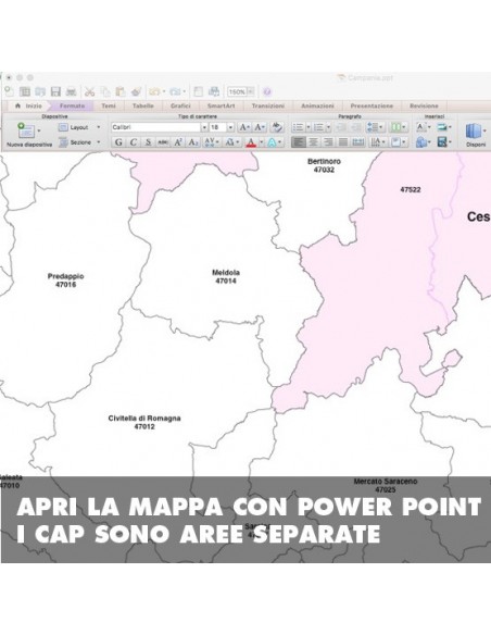 Mappa dei comuni e CAP della provincia di Forlì-Cesena PowerPoint