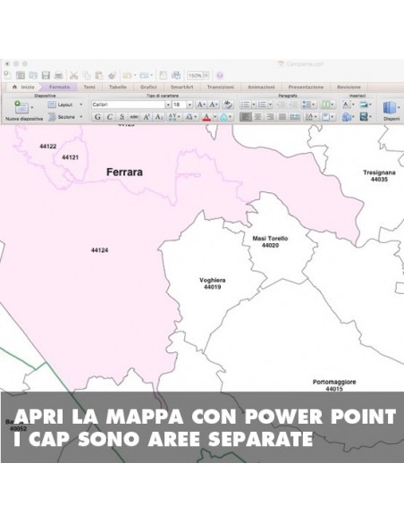 Mappa dei comuni e CAP della provincia di Ferrara PowerPoint