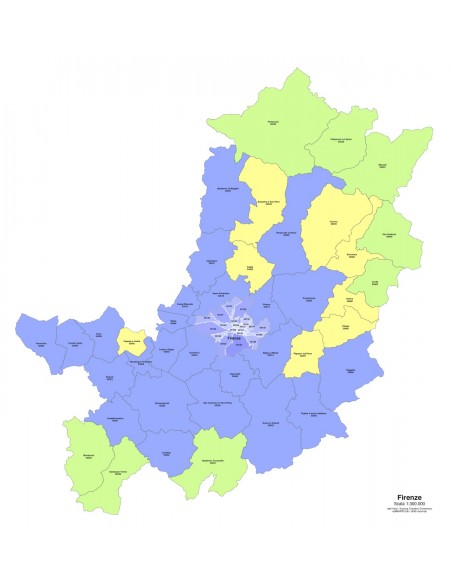 Mappa dei comuni e CAP della provincia di Firenze PowerPoint