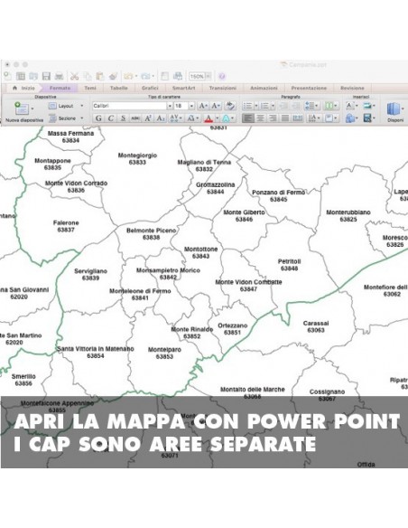 Mappa dei comuni e CAP della provincia di Fermo PowerPoint