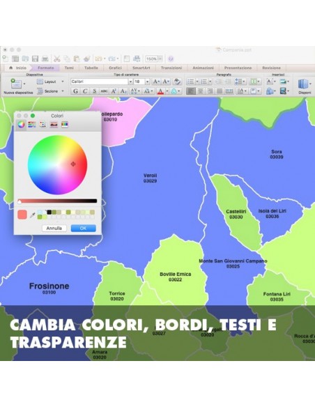 Mappa dei comuni e CAP della provincia di Frosinone PowerPoint