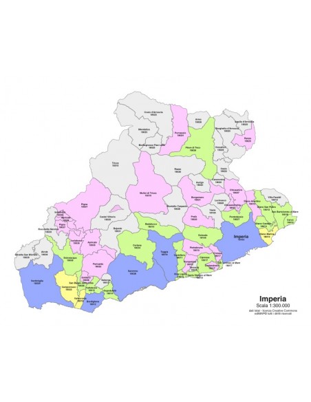 Mappa dei comuni e CAP della provincia di Imperia PowerPoint