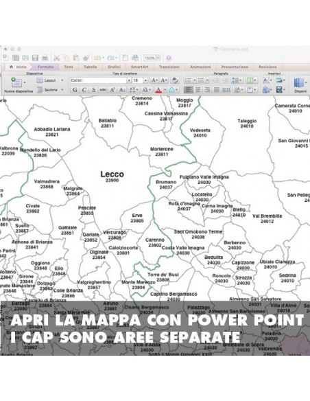 Mappa dei comuni e CAP della provincia di Lecco PowerPoint