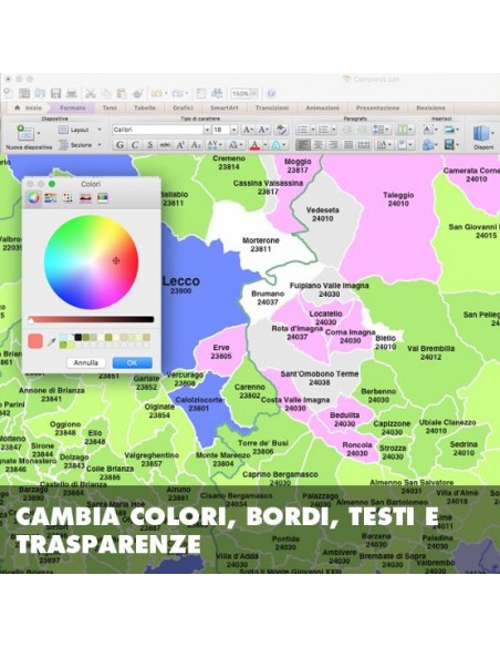 Mappa dei comuni e CAP della provincia di Lecco PowerPoint