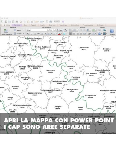 Mappa dei comuni e CAP della provincia di Lodi...