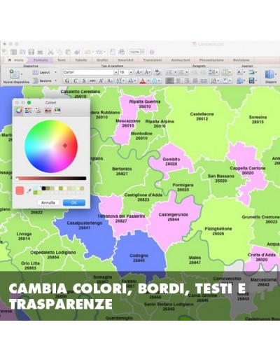 Mappa dei comuni e CAP della provincia di Lodi...