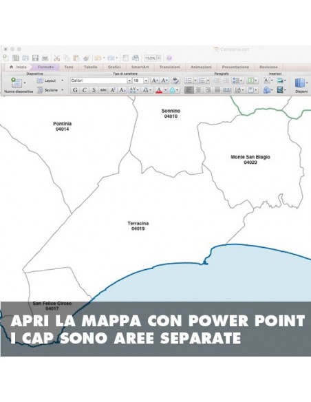 Mappa dei comuni e CAP della provincia di Latina PowerPoint