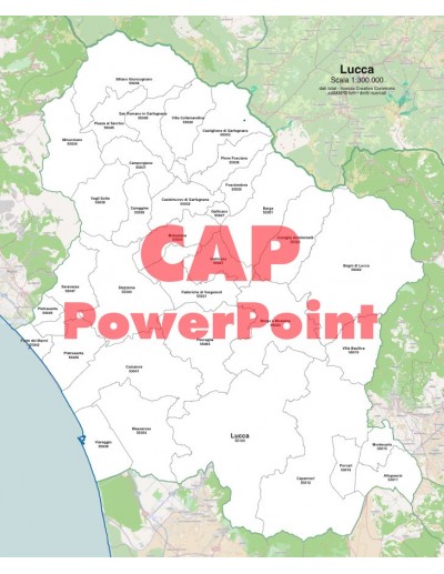 Mappa dei comuni e CAP della provincia di Lucca PowerPoint