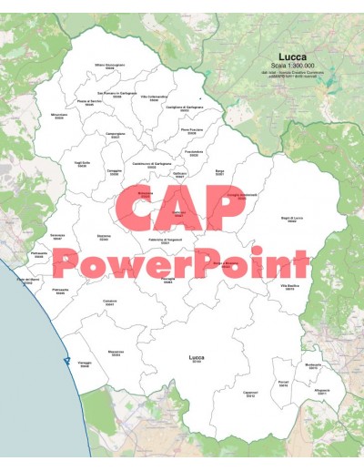 Mappa dei comuni e CAP della provincia di Lucca...