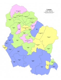 Mappa dei comuni e CAP della provincia di Lucca PowerPoint 2