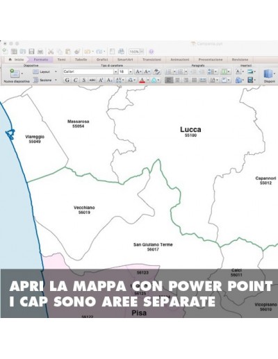 Mappa dei comuni e CAP della provincia di Lucca...