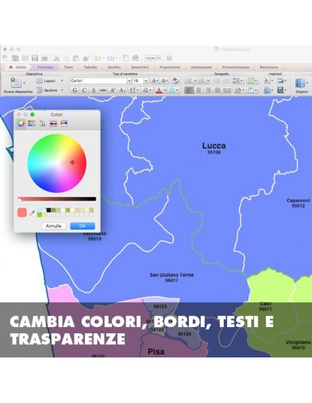 Mappa dei comuni e CAP della provincia di Lucca PowerPoint