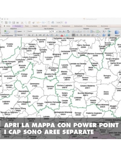Mappa dei comuni e CAP della provincia di Monza...