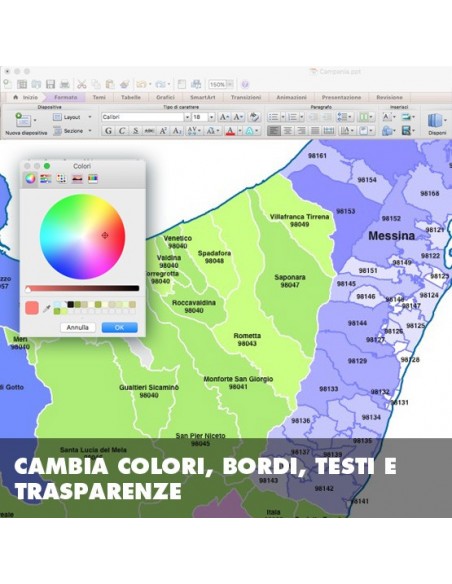 Mappa dei comuni e CAP della provincia di Messina PowerPoint