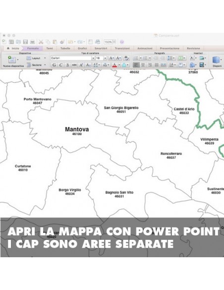 Mappa dei comuni e CAP della provincia di Mantova PowerPoint