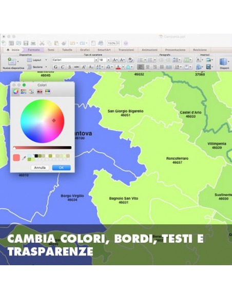 Mappa dei comuni e CAP della provincia di Mantova PowerPoint