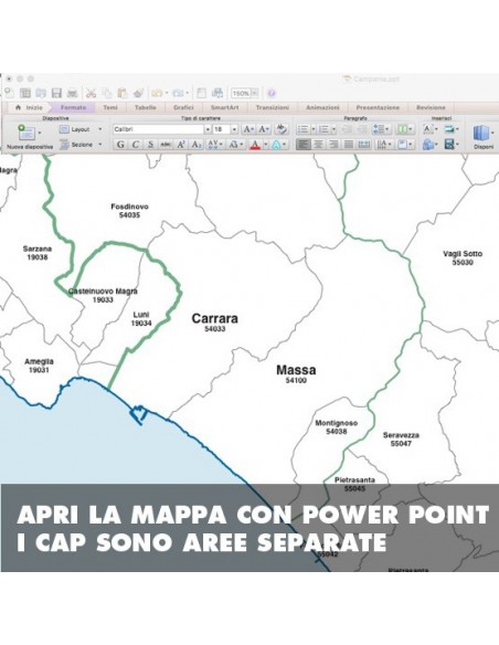 Mappa dei comuni e CAP della provincia di Massa-Carrara PowerPoint