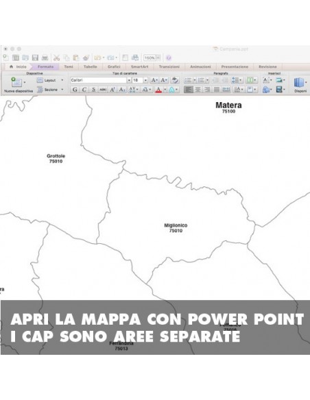Mappa dei comuni e CAP della provincia di Matera PowerPoint