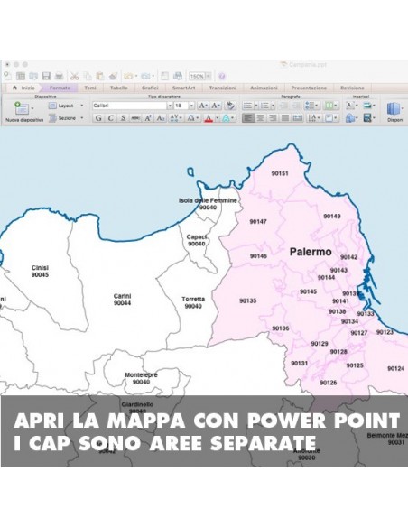 Mappa dei comuni e CAP della provincia di Palermo PowerPoint