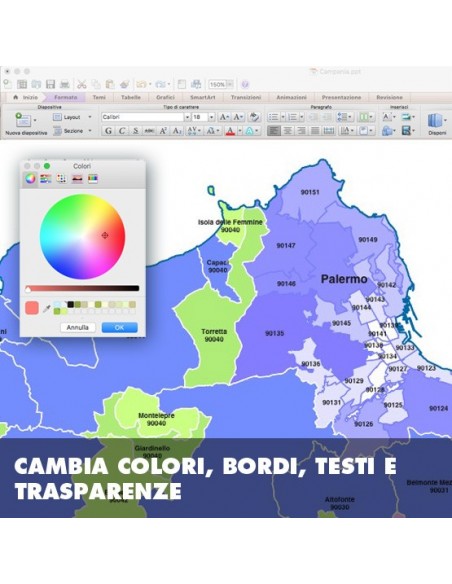 Mappa dei comuni e CAP della provincia di Palermo PowerPoint
