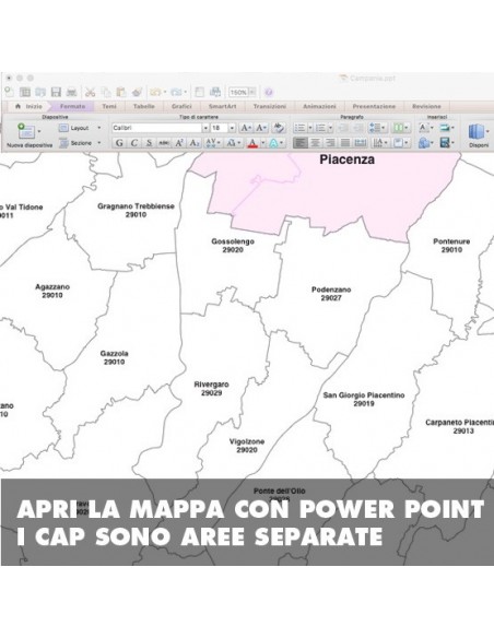 Mappa dei comuni e CAP della provincia di Piacenza PowerPoint