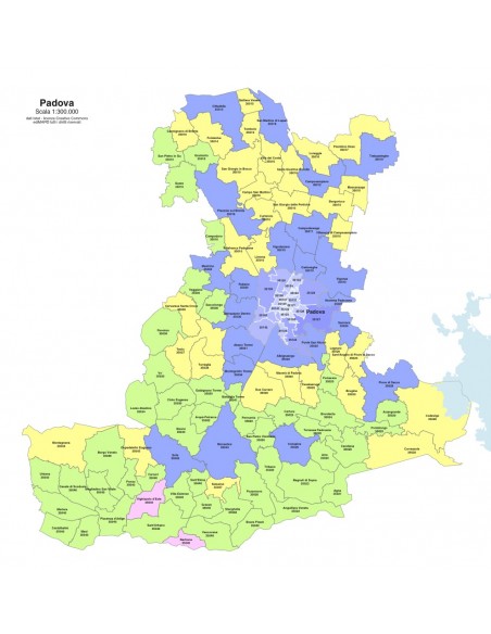 Mappa dei comuni e CAP della provincia di Padova PowerPoint