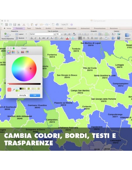 Mappa dei comuni e CAP della provincia di Padova PowerPoint