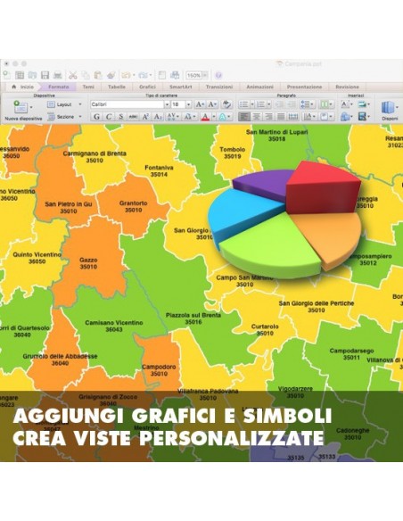 Mappa dei comuni e CAP della provincia di Padova PowerPoint
