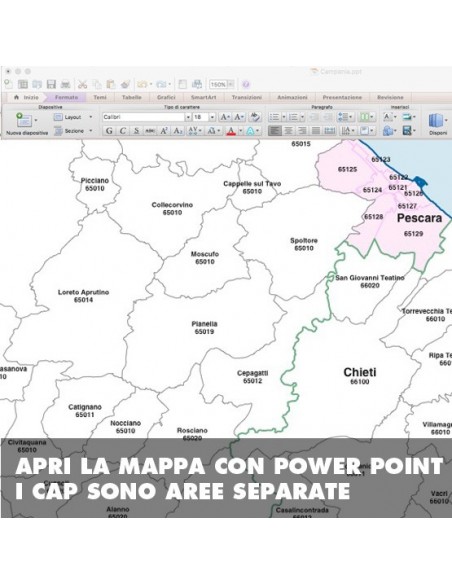 Mappa dei comuni e CAP della provincia di Pescara PowerPoint