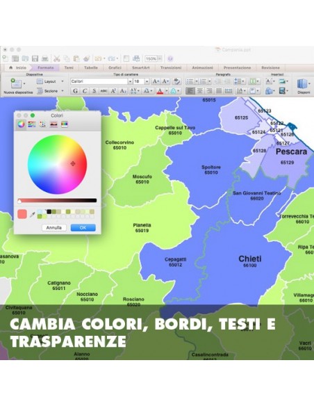 Mappa dei comuni e CAP della provincia di Pescara PowerPoint