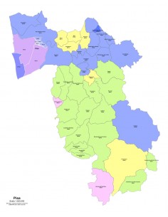 Mappa dei comuni e CAP della provincia di Pisa PowerPoint 2