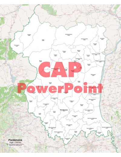 Mappa dei comuni e CAP della provincia di Pordenone PowerPoint