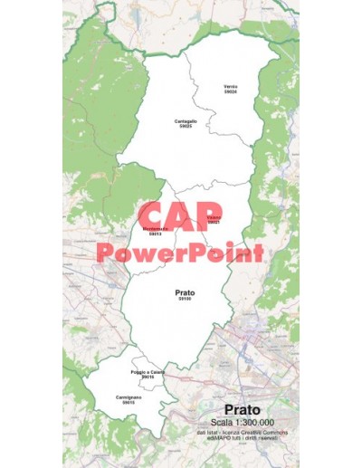 Mappa dei comuni e CAP della provincia di Prato...