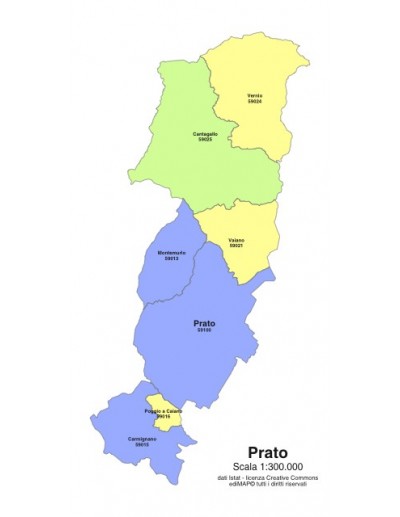 Mappa dei comuni e CAP della provincia di Prato...